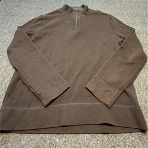Faconnable Sweater Mens Medium Brown Quarter Zip Pullover‎ Casual Cotton Knit